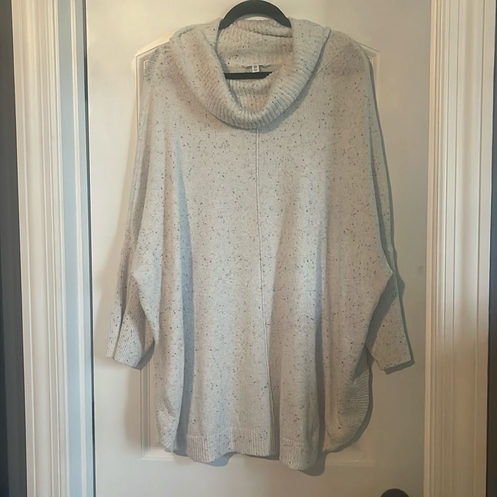 White speckled cowl neck sweater